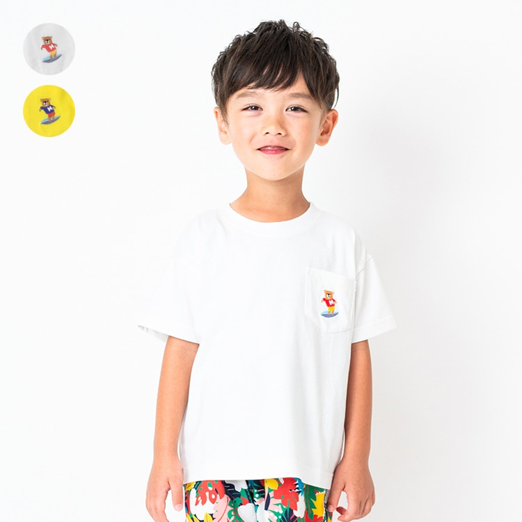 小熊刺绣冲浪短袖T恤（白色，100cm）