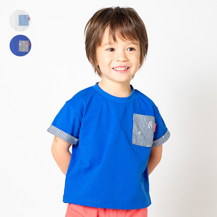 ポケット付き半袖Tシャツ(ブルー, 130cm)