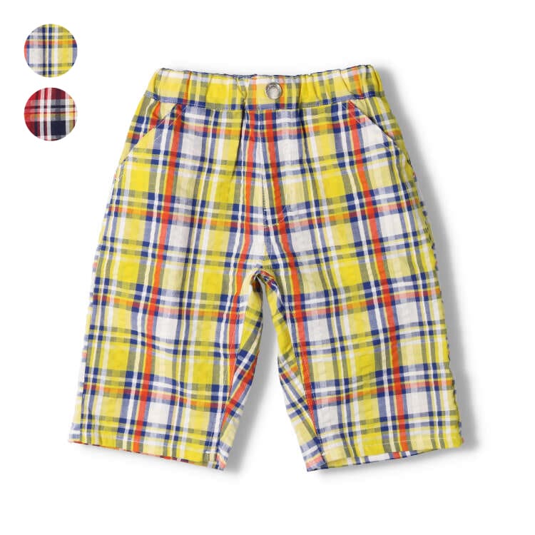 Madras check soccer 6/4 length shorts