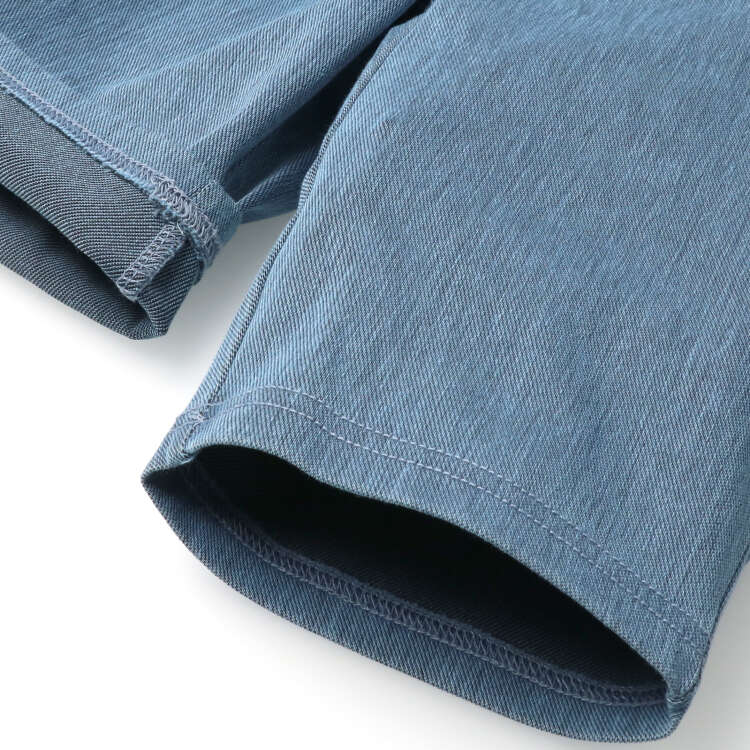 Waist rib denim knit 6/4 length shorts