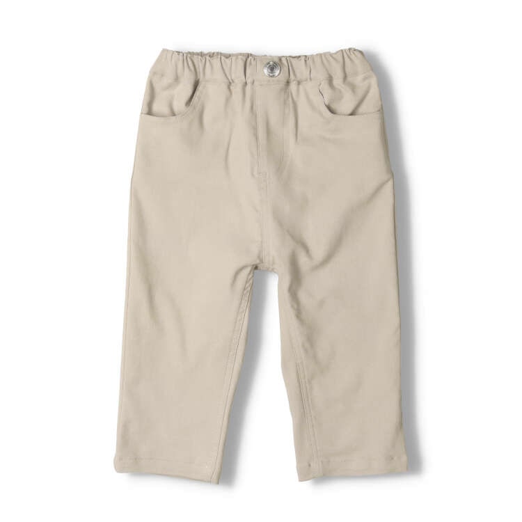 Plain/Gingham stretch twill 3/4 length pants