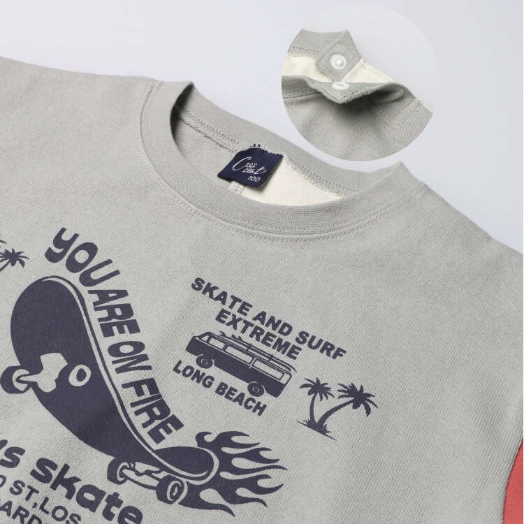 Skateboard print color combination short sleeve T-shirt