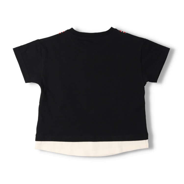 Suspender print layered style short sleeve T-shirt