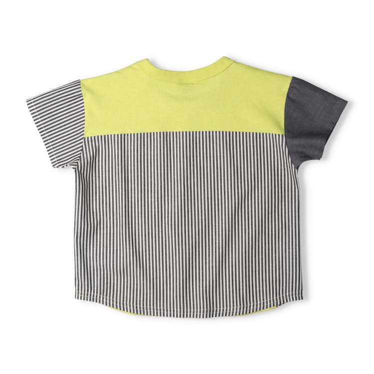 Henley-style short-sleeved T-shirt with different material