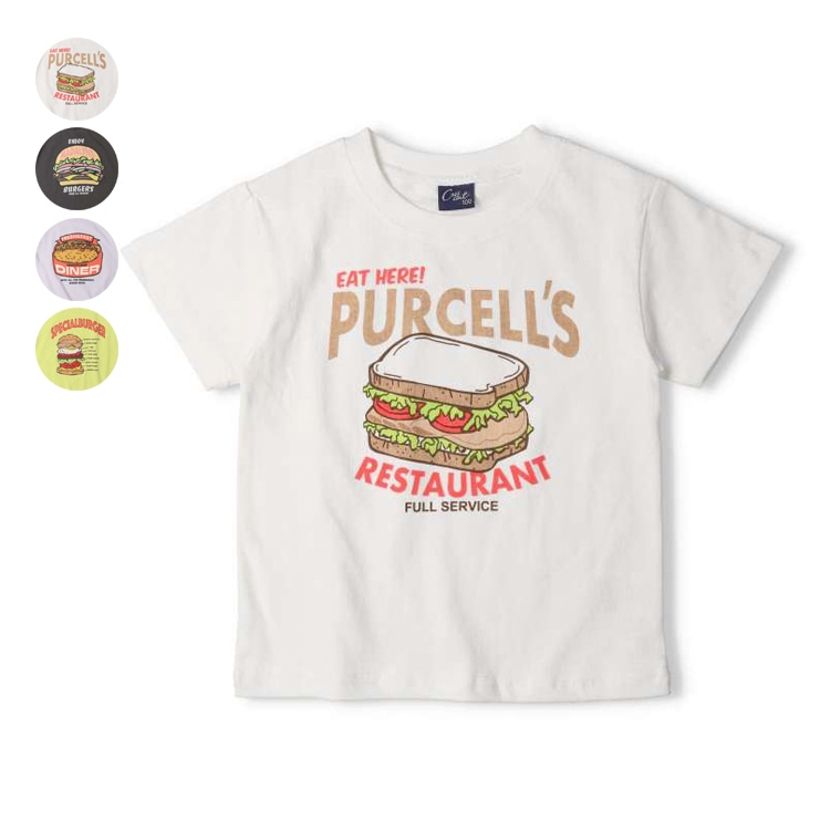 Junk food print short sleeve T-shirt (white, 130cm)