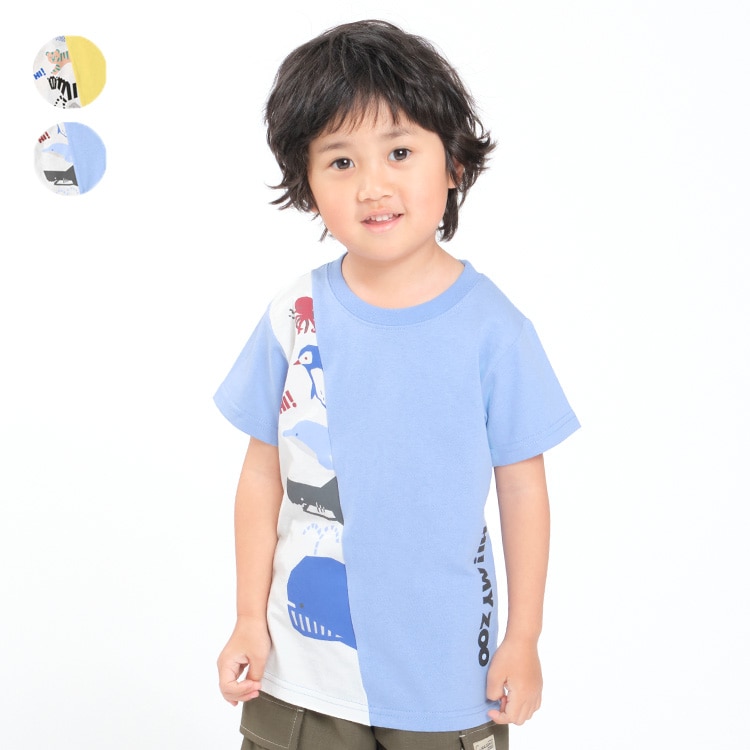 【HI！MY ZOO】動物・海の生き物半袖Tシャツ(ブルー, 110cm)