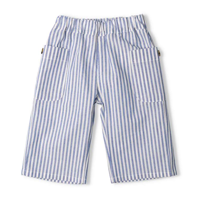 Gingham check striped 6/4 length pants