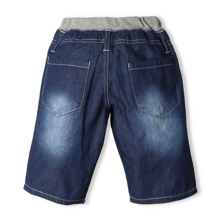 Waist rib 6/10 length denim shorts