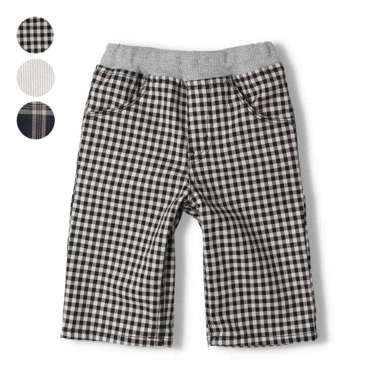 Gingham, stripe, check 6/8 length shorts (check, 110cm)
