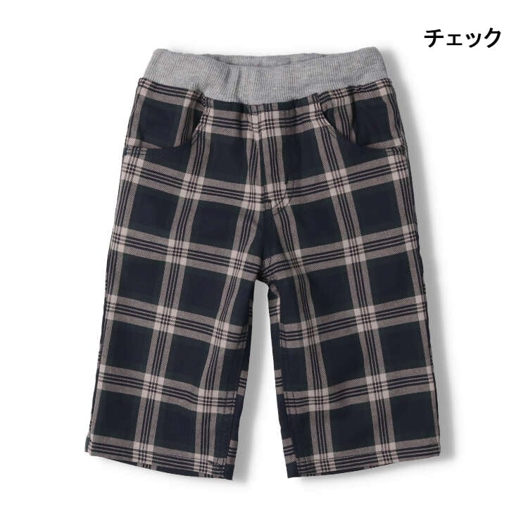 Gingham striped check 6/4 length shorts