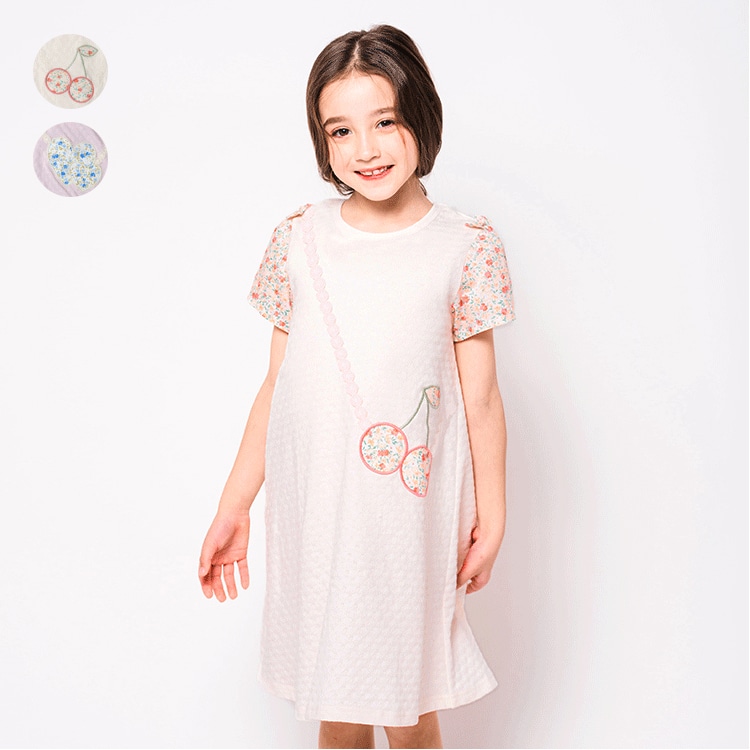 Cherry/heart pochette style short sleeve dress