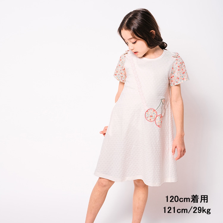 櫻桃/心形口袋風格短袖連身裙