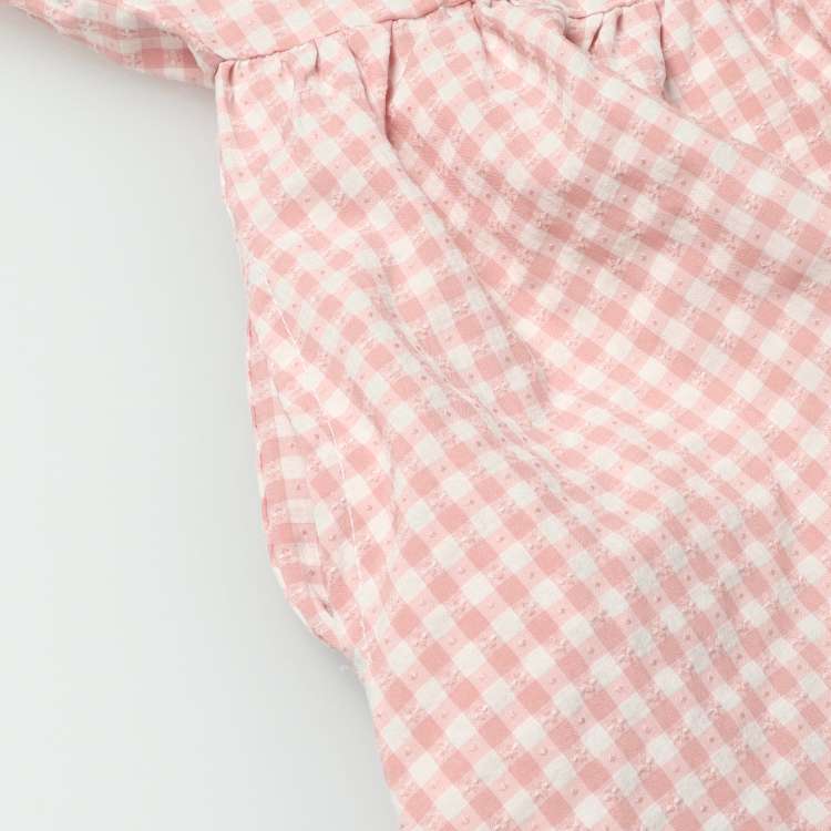 Gingham check collar lace dress