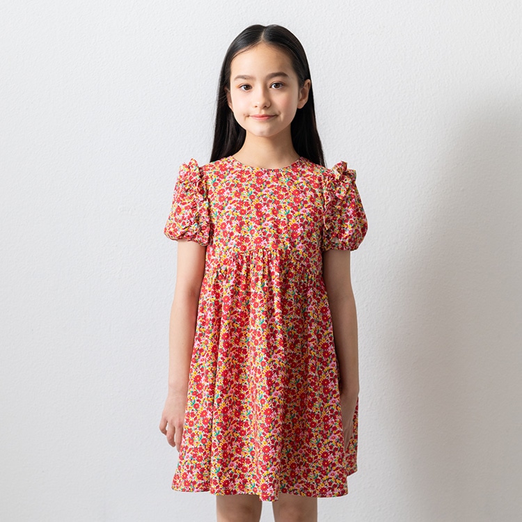 Small floral print frilled short sleeve dress