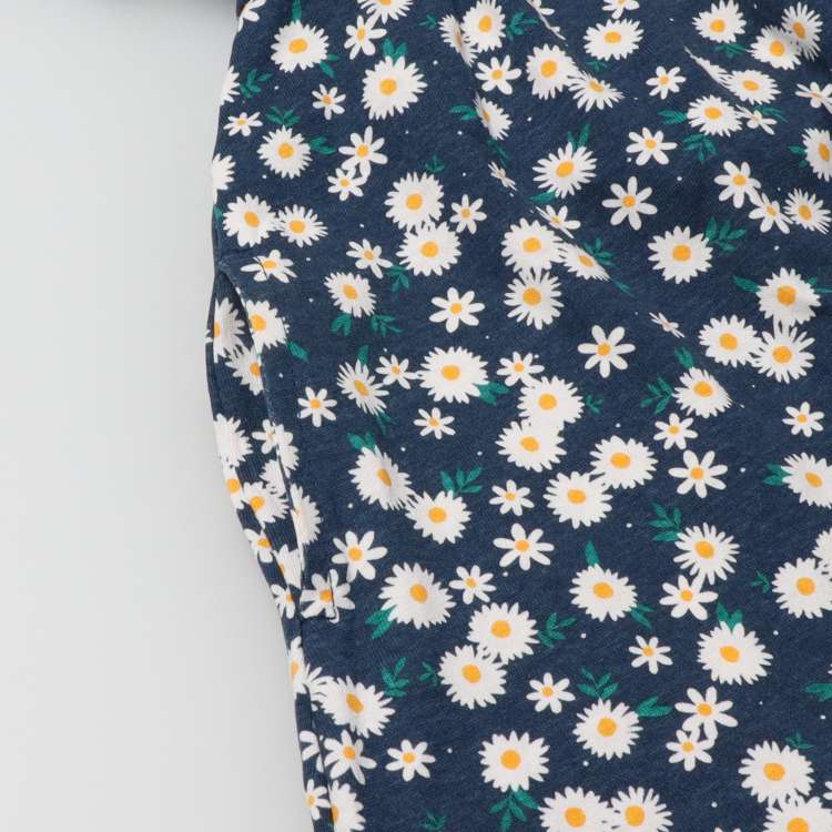 瑪格麗特花卉圖案短袖連身裙