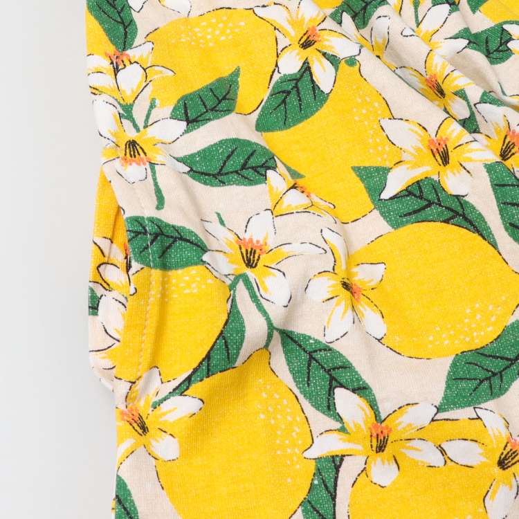 Cherry and lemon pattern off-the-shoulder dress