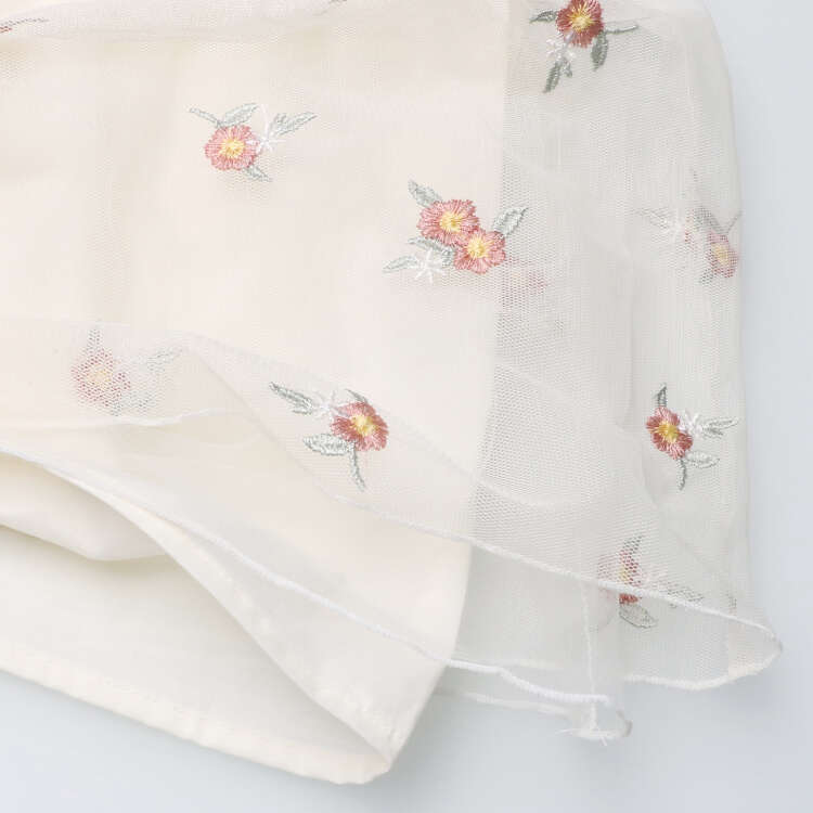 Flower embroidery tulle short sleeve dress