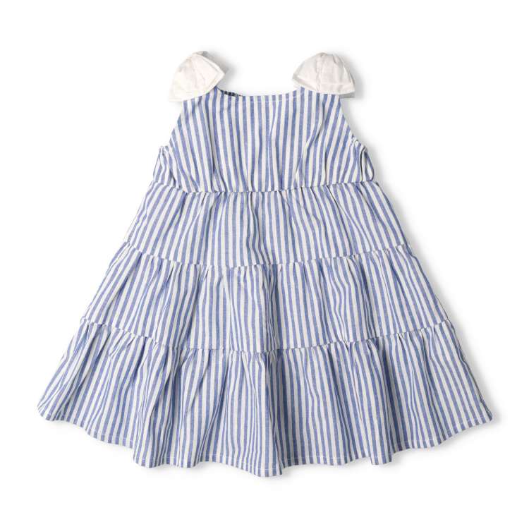 Gingham check striped tiered dress