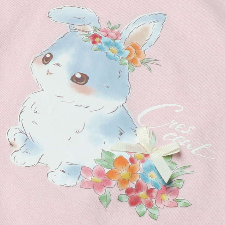 猫/兔图案扇贝短袖T恤