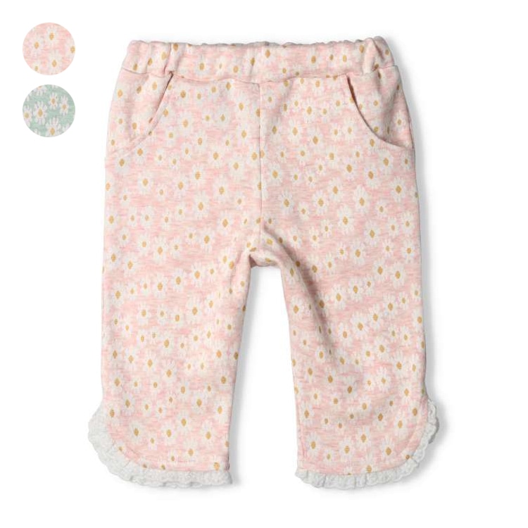 Floral jacquard 6/8 length shorts (pink, 100cm)