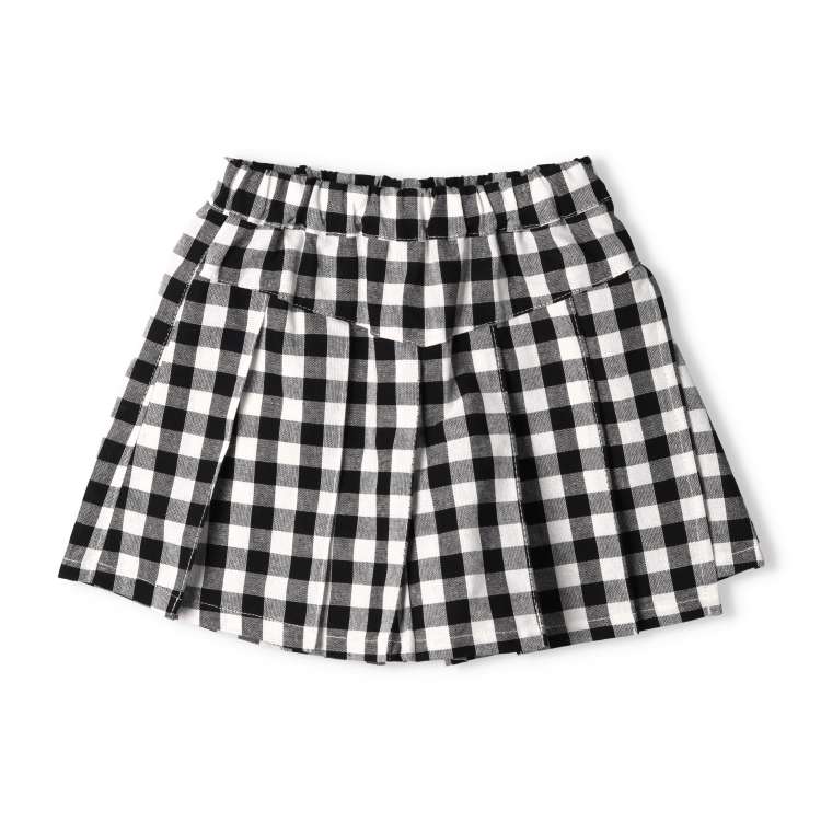 Checked and striped pleated culotte pants