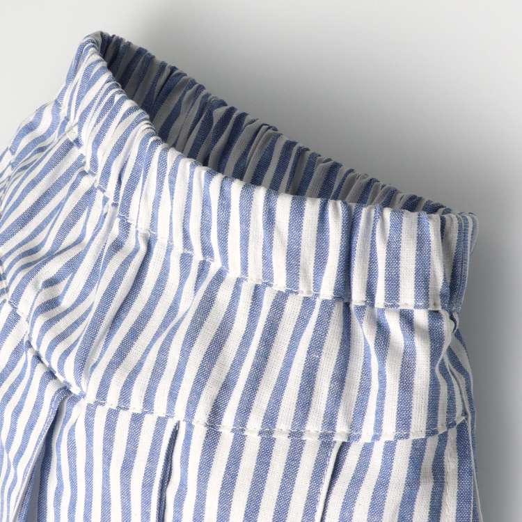 Checked and striped pleated culotte pants