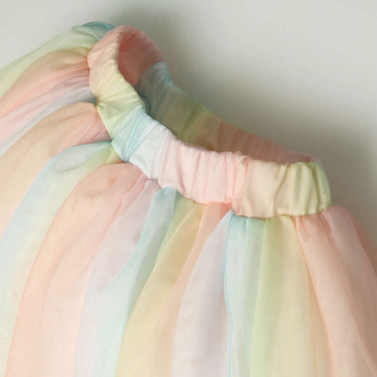 素色/彩虹薄紗半身裙