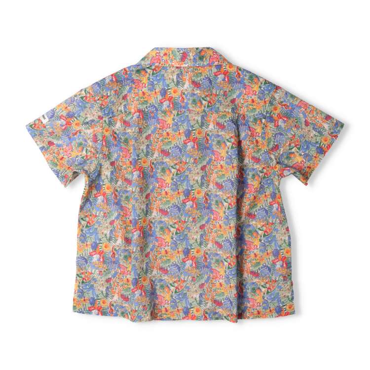 自由印花花卉短袖衬衫
