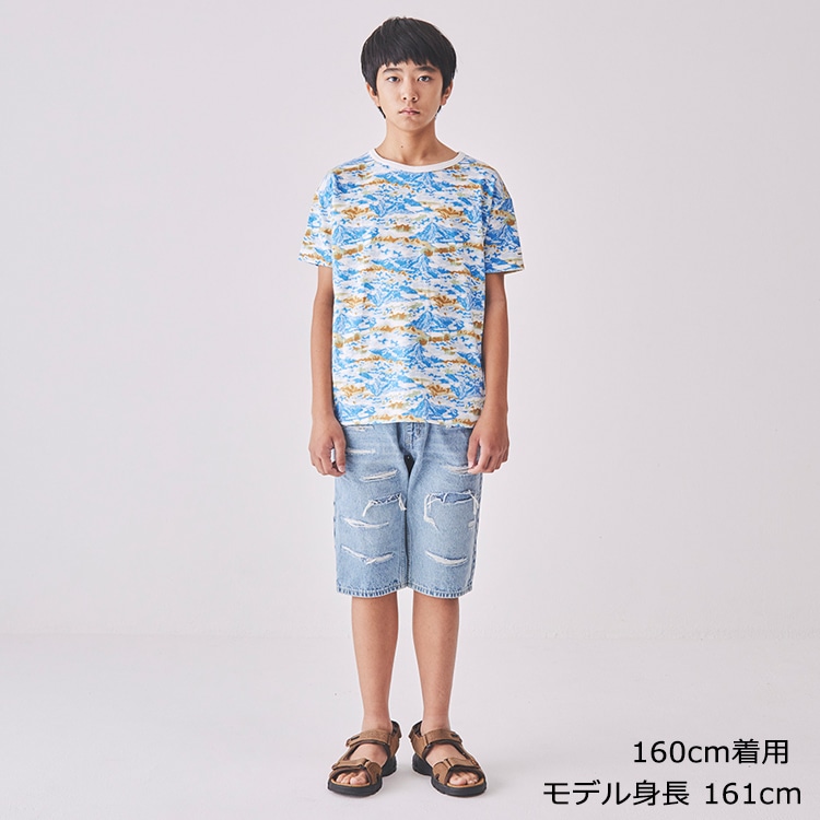 All-over print short-sleeved T-shirt (140cm-160cm)