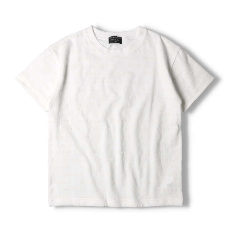 3D logo all-over print short-sleeved T-shirt (140cm-160cm) (White, 150cm)