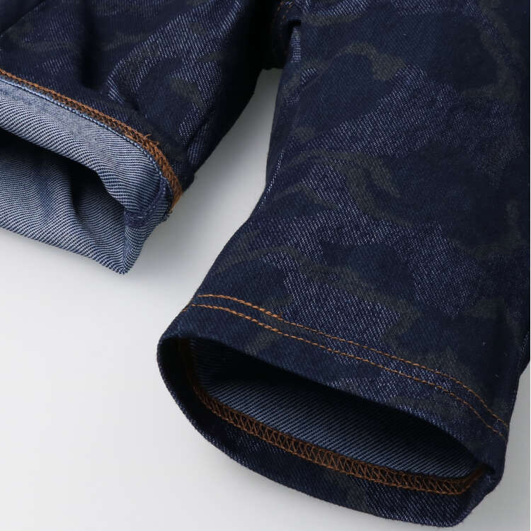 Plain / camouflage pattern denim knit shorts