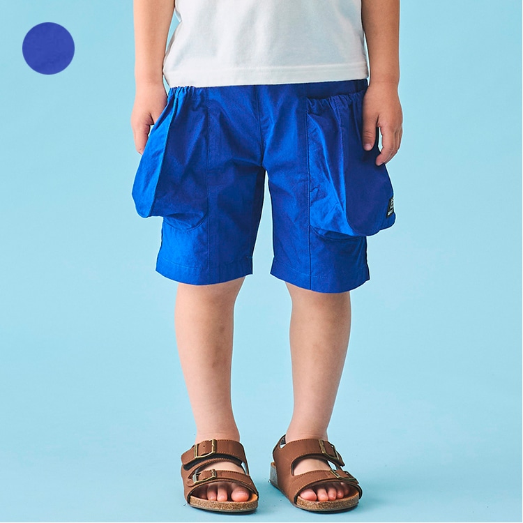 Big Pocket Twill Half-Length Shorts (Blue, 110cm)