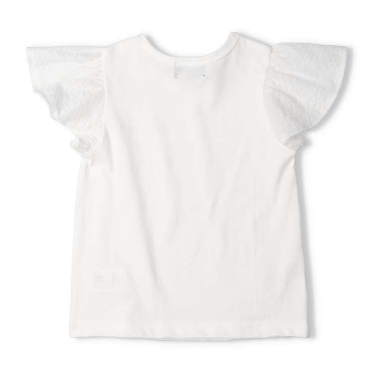 Plain and floral ruffled short-sleeved T-shirt