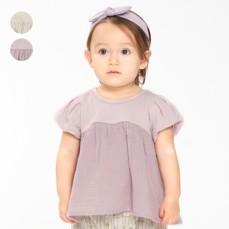 Jacquard switching T-shirt (80cm-130cm) (lavender, 90cm)