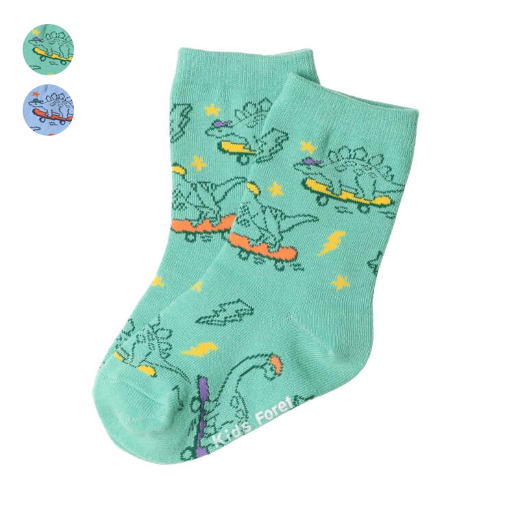 恐龍圖案船員襪/襪子（綠色，20cm）