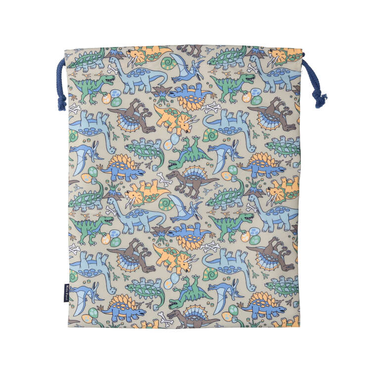 Working car/Dinosaur pattern drawstring bag/Kinchaku bag [L]