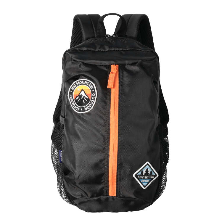 Water repellent oval backpack with patch