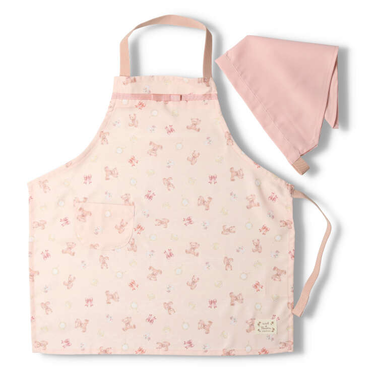 Flower/bear pattern apron