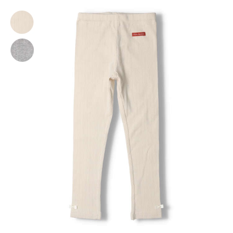 裾リボン付きレギンス(オフホワイト, 80cm)