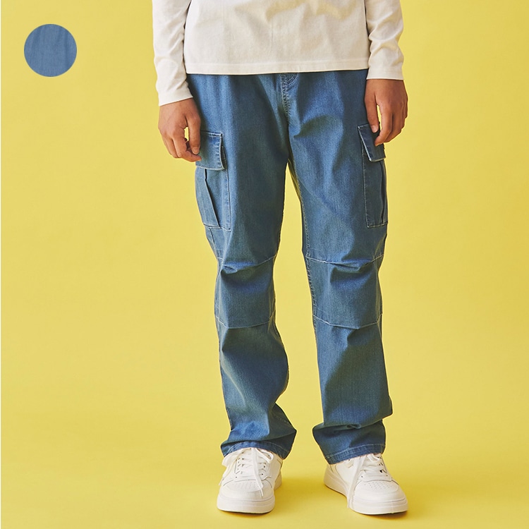 牛仔工裝褲（140cm-160cm）（藍色，140cm）