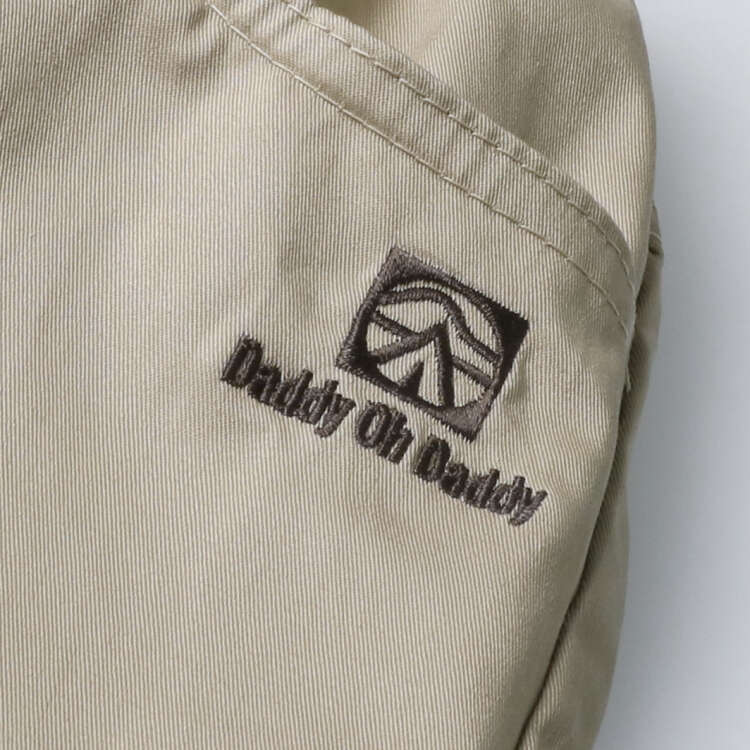 Logo embroidered plain satin twill long pants (90cm-130cm)