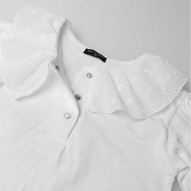 Blouse with collar and embroidered sleeves