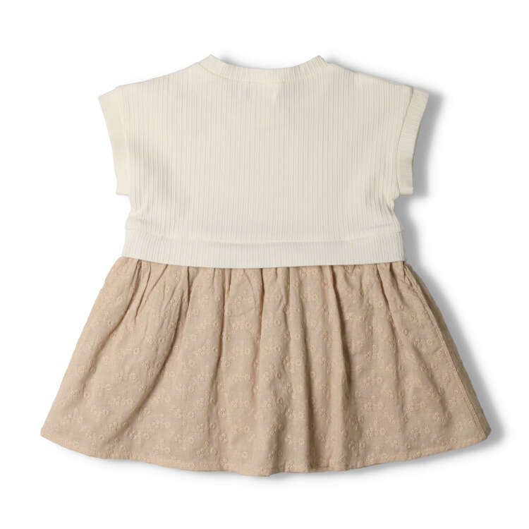 Lace skirt switching short sleeve dress