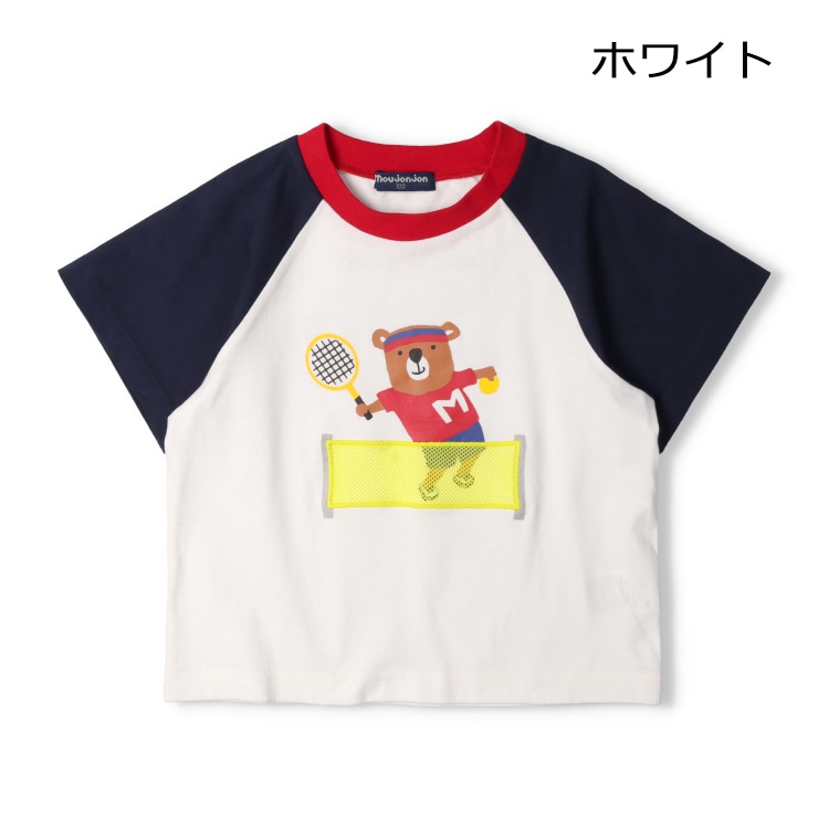 くまプリントラグラン半袖Tシャツ