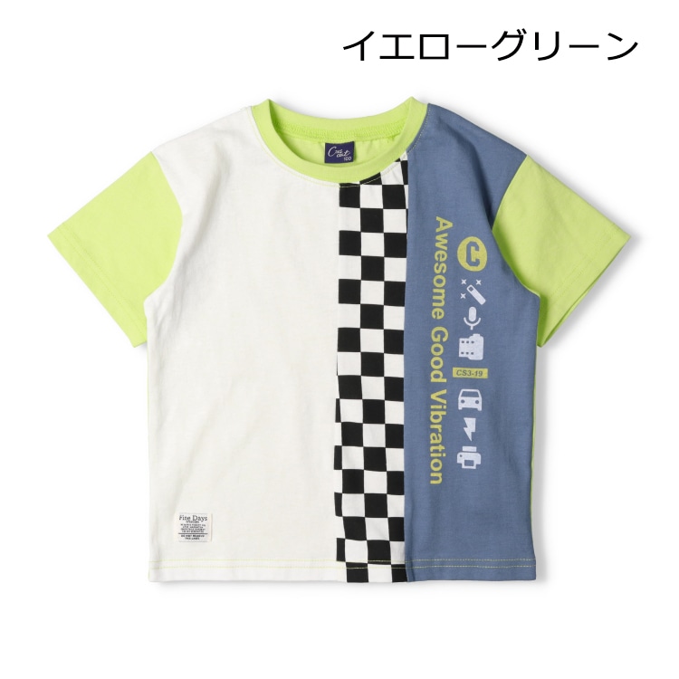 縦切替ロゴプリント半袖Tシャツ