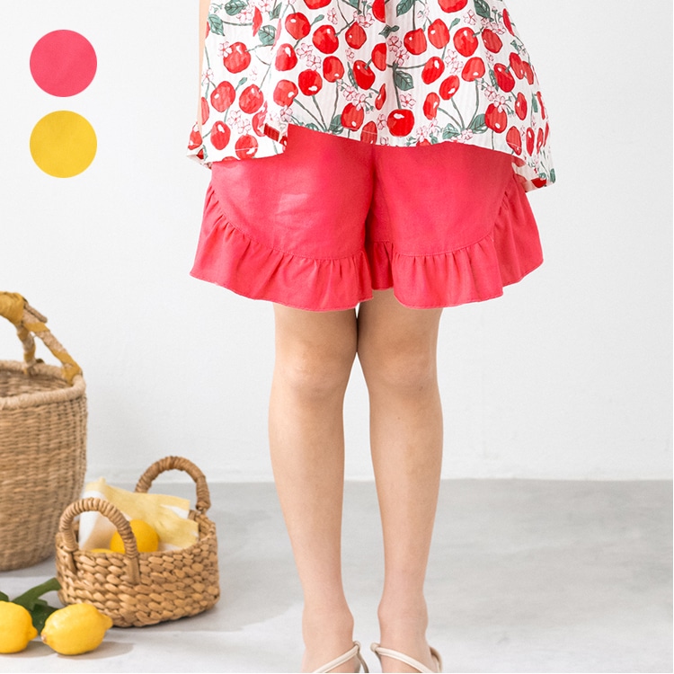 チェック・花柄プリーツキュロットパンツ | 子供服・ベビー服の