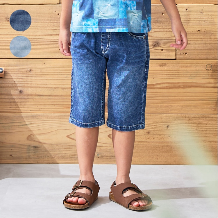 無地デニム6分丈ハーフパンツ(140-160cm) | 子供服・ベビー服の
