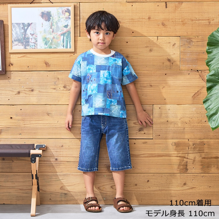 無地デニム6分丈ハーフパンツ | 子供服・ベビー服の通販はこども