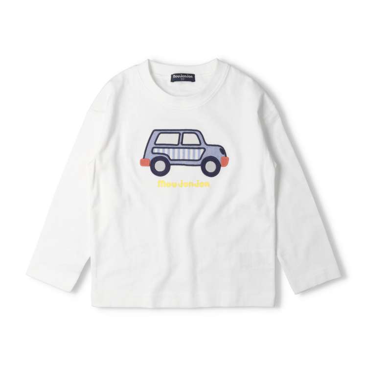 車アップリケ長袖Ｔシャツ・ロンT