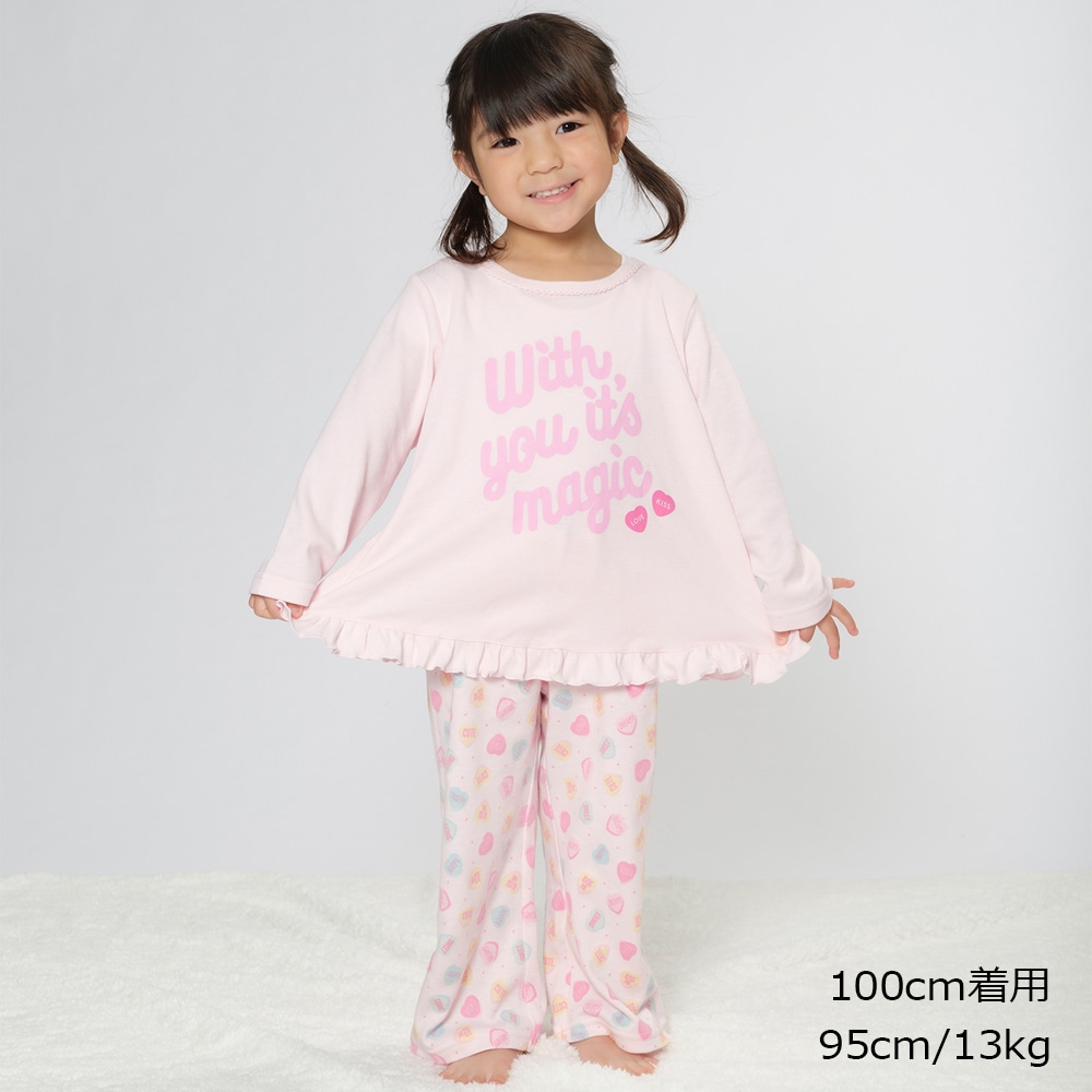 リボン柄 ロゴハート柄女の子パジャマ 子供服の通販 こどもの森 メーカー直営公式